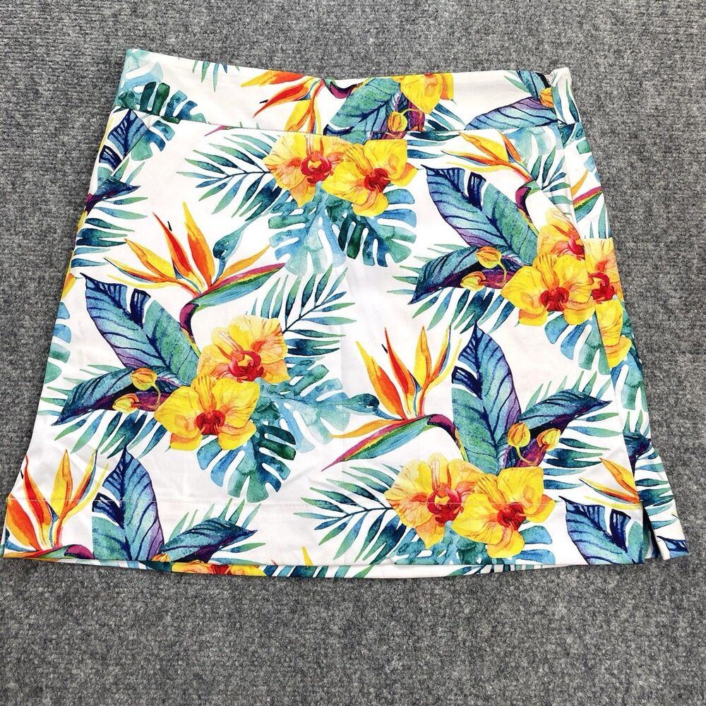 Loudmouth Woodworth Golf Skort Womens Size 2 Side Zip Tropical Pockets